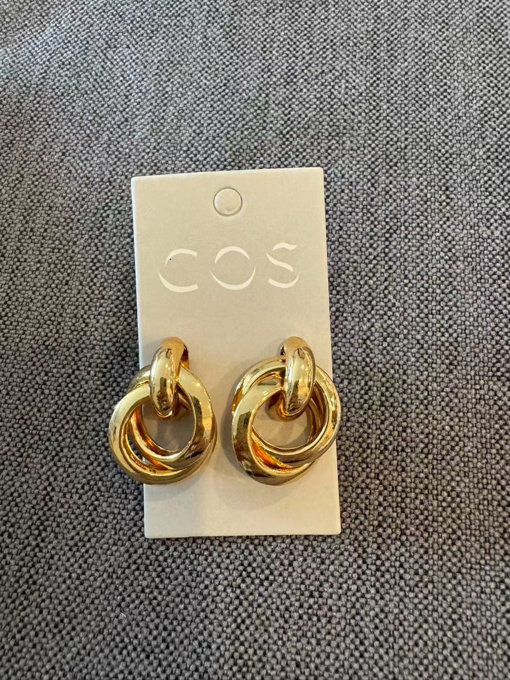 COS Shiny Gold Linked Hoop Earrings